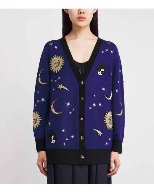 Alice + Olivia Blue Bradford Celestial Staceface Cardigan
