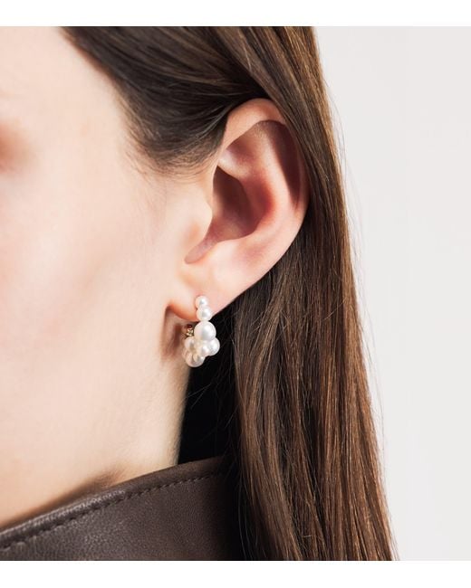 Sophie Bille Brahe Natural And Pearl Boucle Botticelli Hoop Earrings