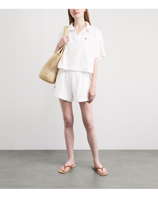 Polo Ralph Lauren White Organic Cotton Terry Polo Shirt And Shorts Set