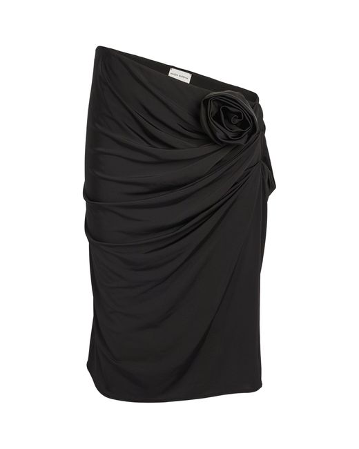 Magda Butrym Black Rose-appliqué Skirt