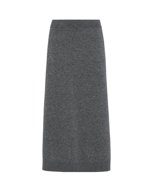 Brunello Cucinelli Gray Cashmere Double-Knit Midi Skirt