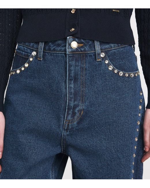 Sandro Blue Embellished Barrel Jeans