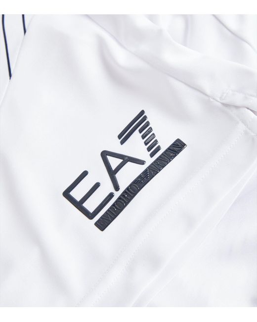 EA7 White Tennis Pro Print Shorts for men