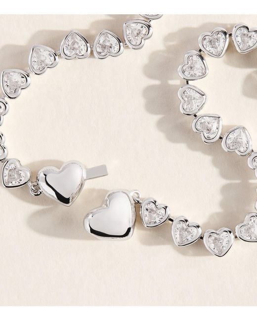 Astrid & Miyu Natural Sterling Heart Tennis Necklace