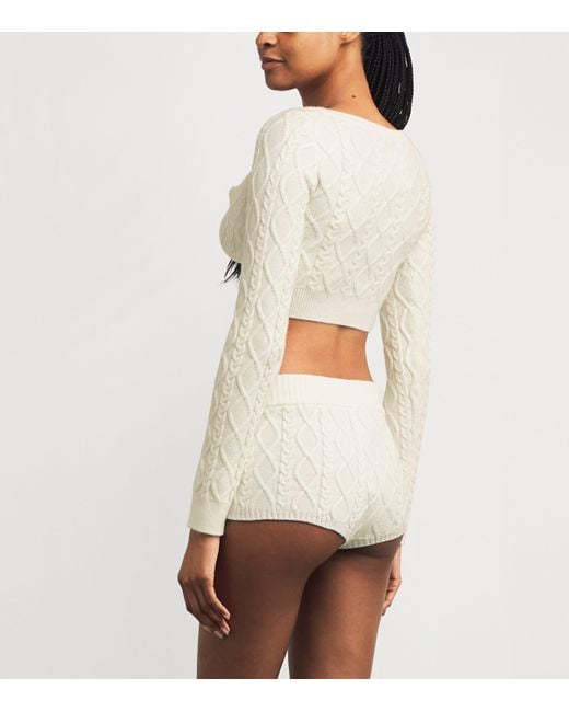 Skims White Cable-Knit Shorts
