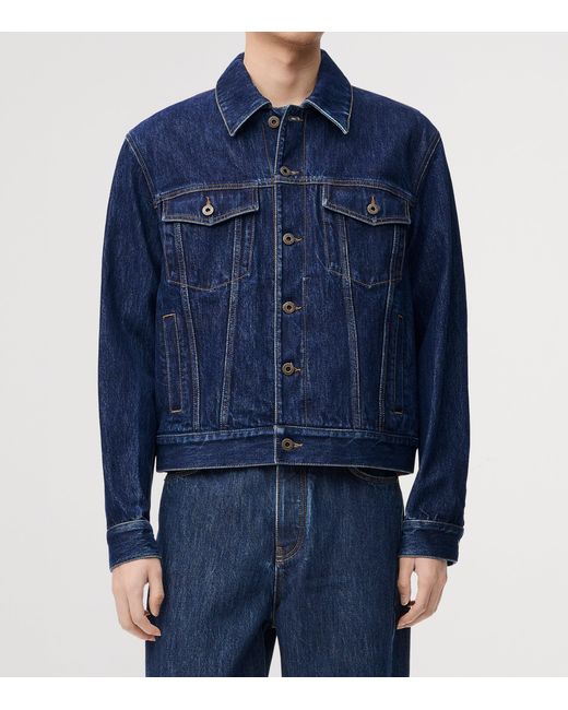 Loewe Blue Leather-Denim Hybrid Jacket for men