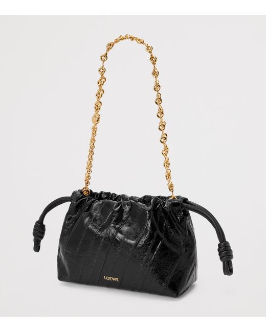 Loewe Black Mini Eel Leather Flamenco Purse