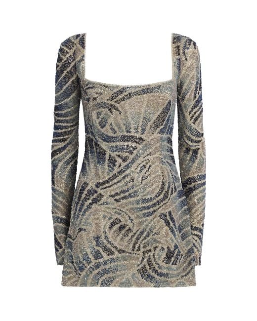 Clio Peppiatt Gray Beaded Mare Mini Dress