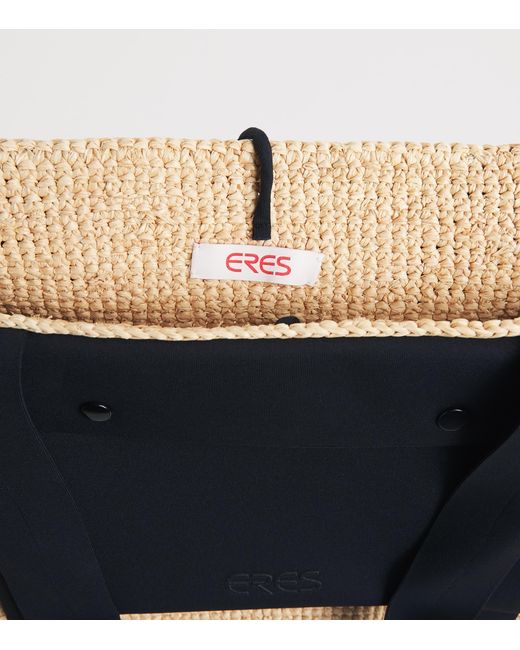 Eres Blue Raffia Voyageur Tote Bag