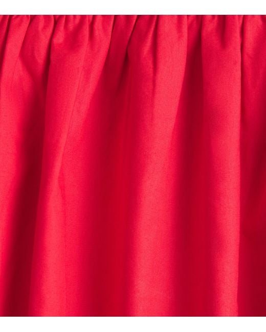 Ganni Red Cotton Bow-Detail Blouse