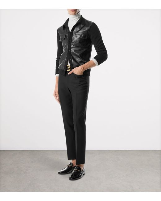 Tom Ford Black Leather-Wool Shirt for men