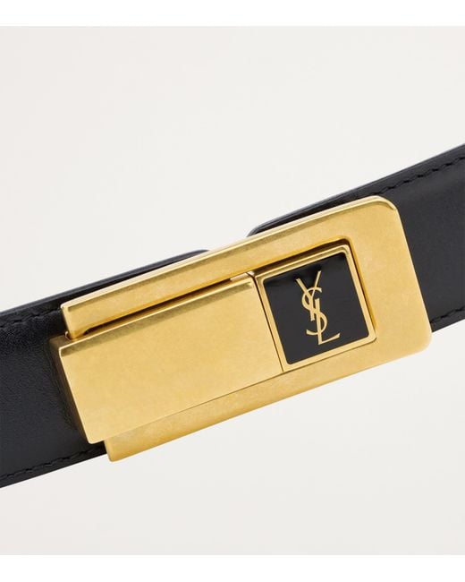 Saint Laurent White Leather Charniere Belt