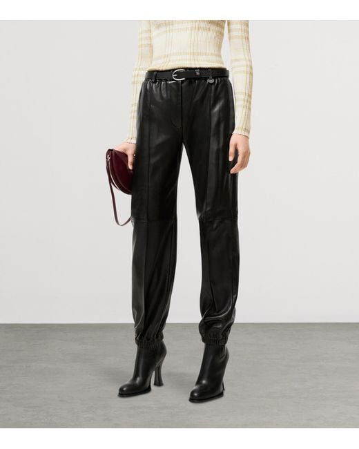 Burberry Black Leather Tapered Trousers