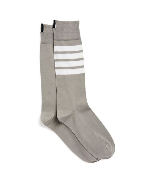Thom Browne Gray Cotton-Blend 4-Bar Mid-Calf Socks