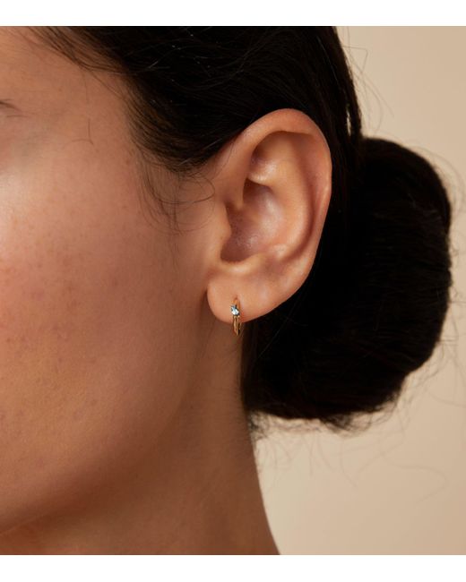 Astrid & Miyu Metallic And Alexandrite Marquise Hoop Earrings