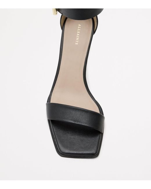 AllSaints Black Leather Buckled Noir Sandals