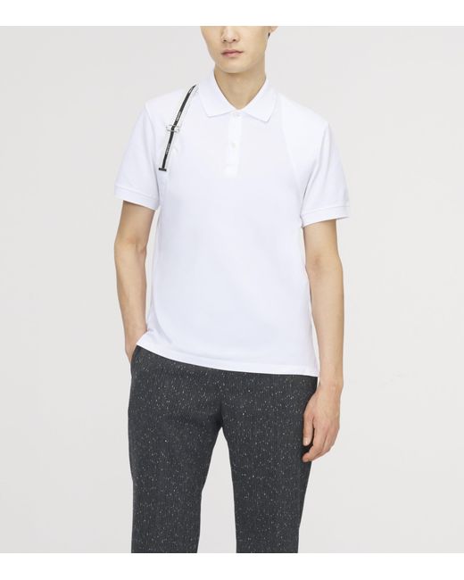 McQueen White Cotton Harness Polo Shirt for men