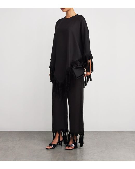‎Taller Marmo Black Linen Fringe-Trim Gloria Blouse