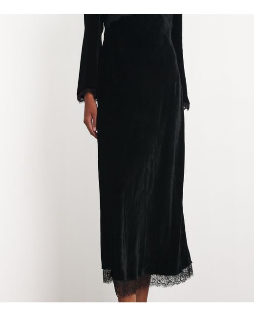 Rixo Black Velvet Alesha Maxi Dress