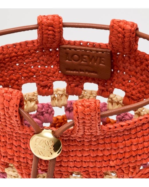 Loewe Red X Paula's Ibiza Crochet Pocket Patch Shoulder Bag