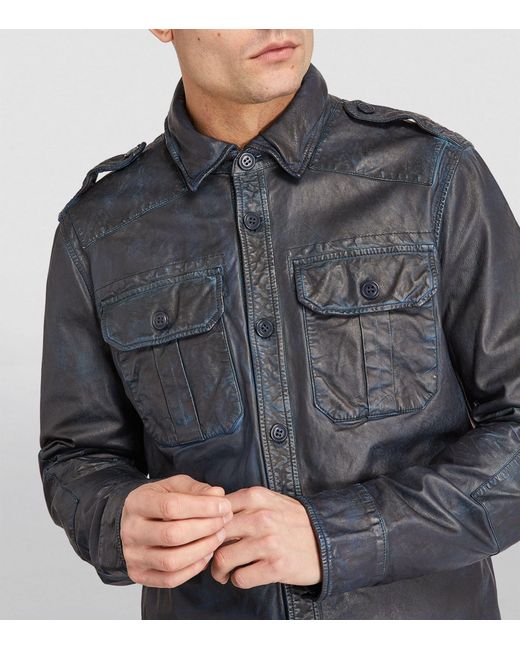 Polo Ralph Lauren Black Leather Overshirt for men