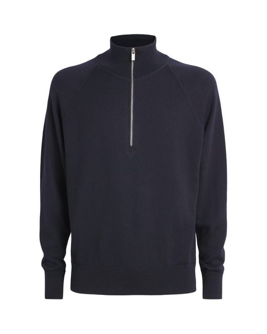 Barena Blue Merino Quarter-Zip Sweater for men