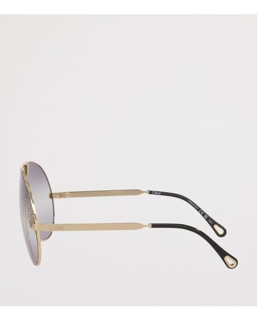 Chloé Gray Metal Aly Shield Sunglasses