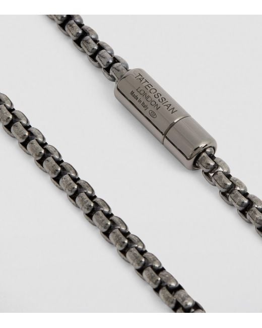 Tateossian White Rhodium-Plated Box-Chain Bracelet for men