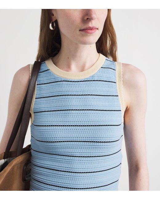 Claudie Pierlot Blue Knitted Pointelle Tank Top