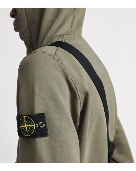 Stone Island Green Organic Cotton Fleece Hoodie for men