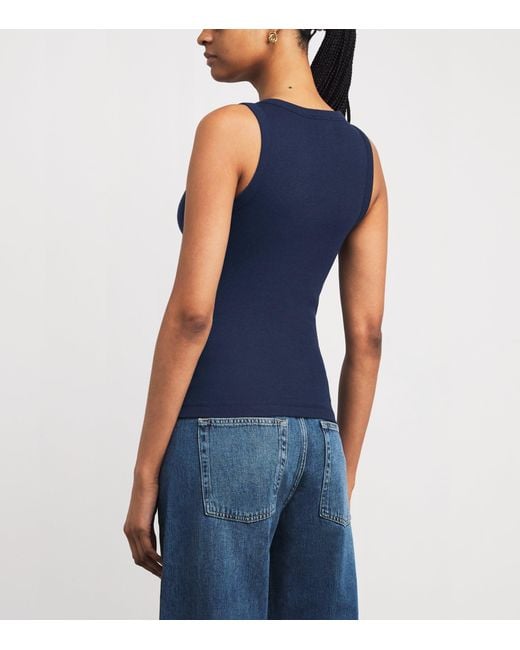 ME+EM Blue Organic Cotton-Blend Tank Top