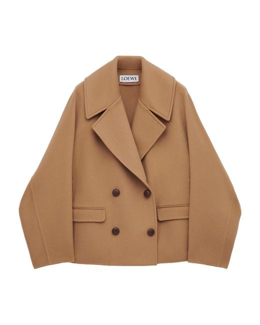 Loewe Brown Wool Double-Breasted Short Coat