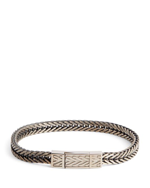 Tateossian Metallic Sterling Silver Herringbone Chain Bracelet for men