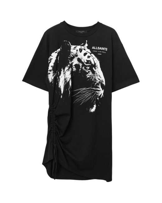AllSaints Black Organic Cotton Ivana Naiema T-Shirt Dress