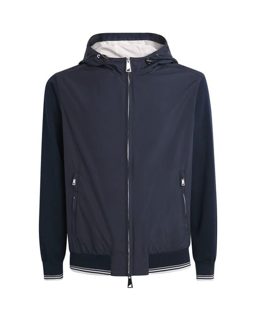 Paul & Shark Blue Cotton Hybrid Hooded Bomber Jacket for men