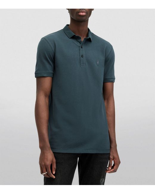 AllSaints Green Cotton Reform Polo Shirt for men