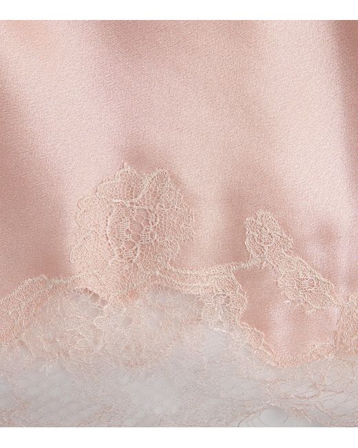 Carine Gilson Pink Silk Lace-Trim Louise Camisole