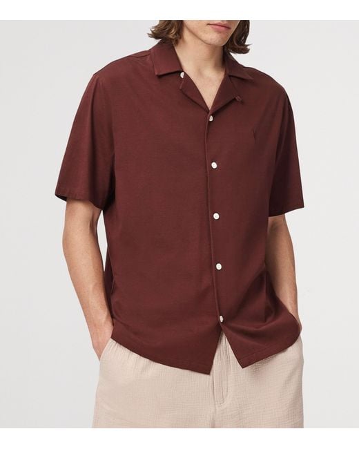 AllSaints Red Organic Cotton Hudson Shirt for men