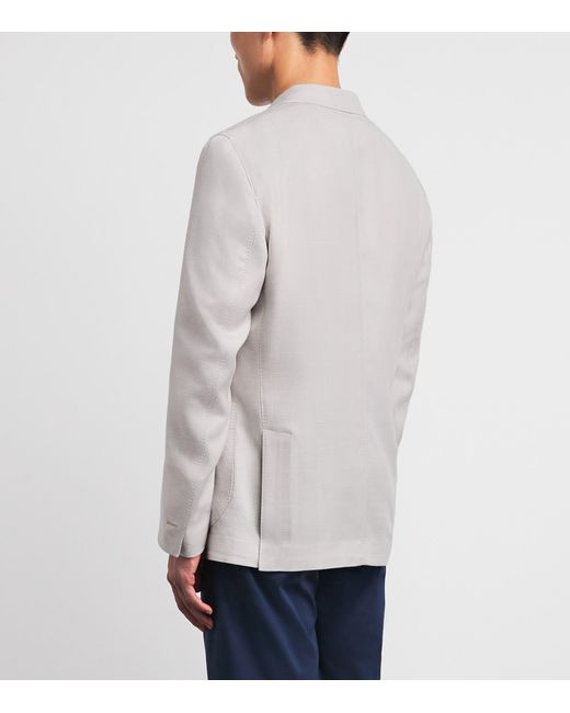 Eleventy Gray Cashmere-Silk Single-Breasted Blazer for men