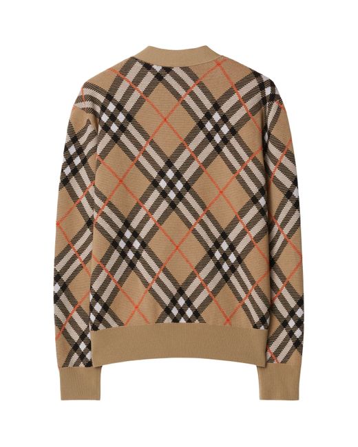 Burberry Brown Wool-Blend Check Cardigan for men