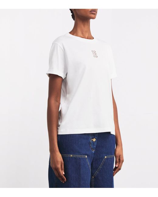 Sandro White Cotton Monogram T-Shirt