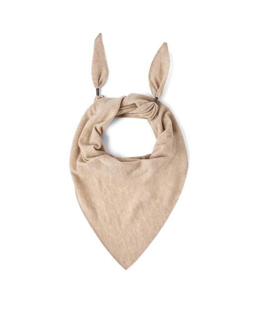 Brunello Cucinelli White Cashmere Shiny Scarf