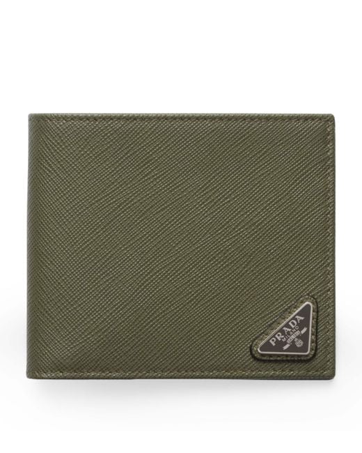 Prada Saffiano Leather Wallet in Green for Men Lyst UK