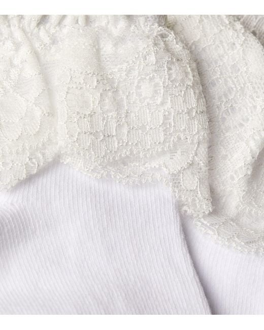Maje White Lace-Trimmed Socks