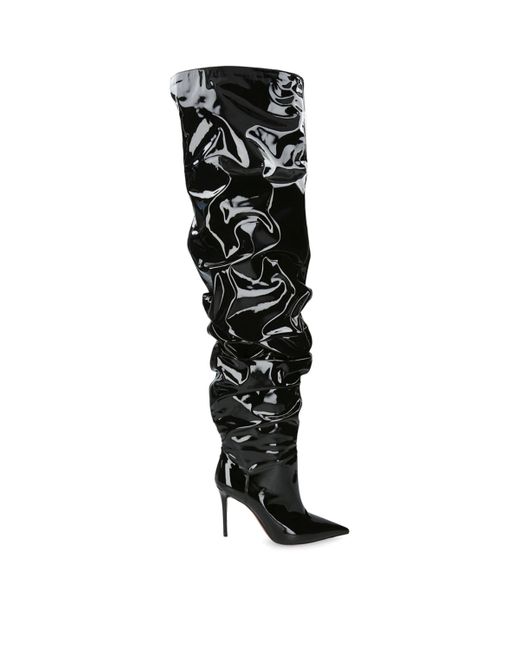 AMINA MUADDI Black Patent Leather Jahleel Thigh-High Boots 95