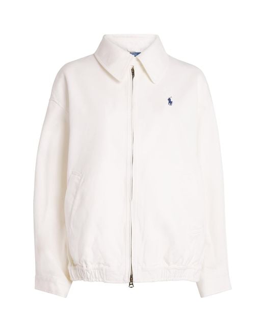 Polo Ralph Lauren White Twill Polo Pony Bomber Jacket
