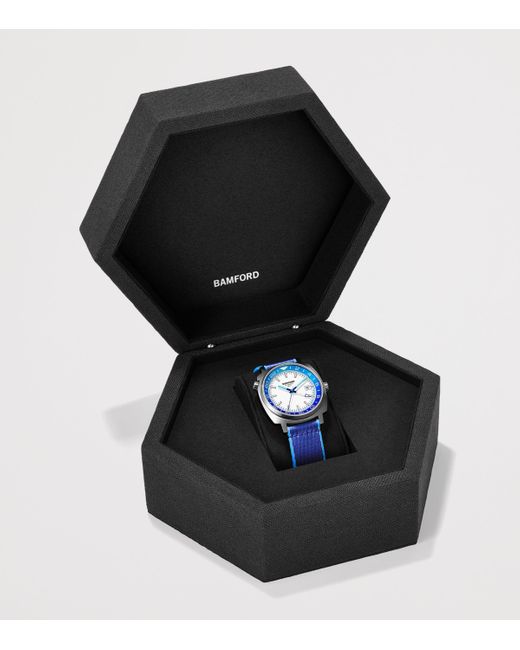 BAMFORD LONDON Blue Stainless Steel Gmt Summer +2 Watch for men