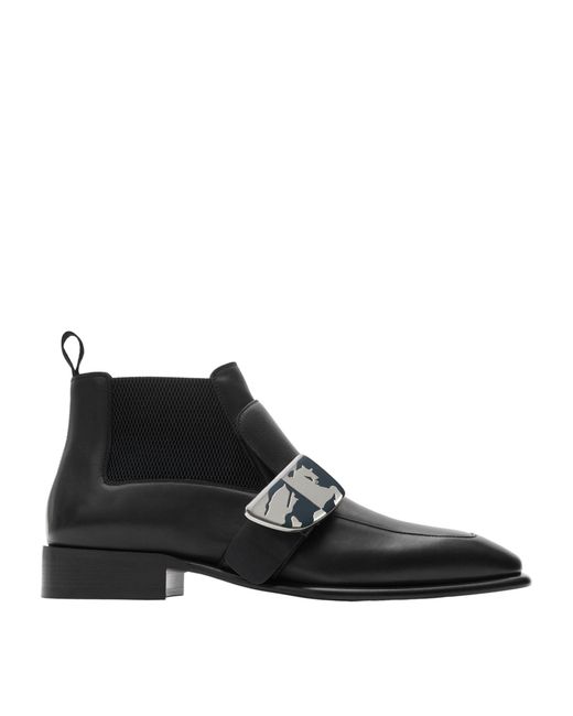 Burberry Black Leather Shield Chelsea Boots for men