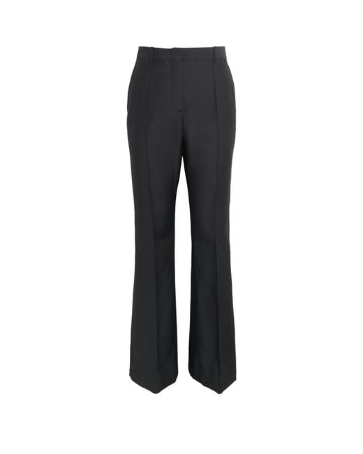 Brioni Black Wool-Silk Flared Trousers