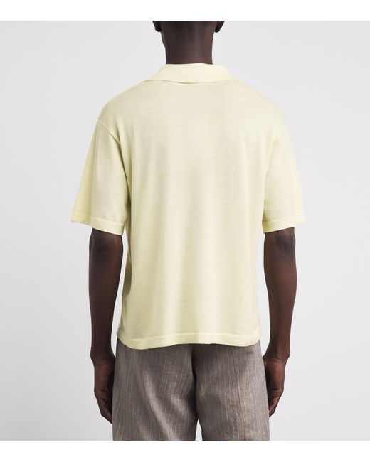 FRAME White Merino-Cashmere Short-Sleeve Polo Sweater for men